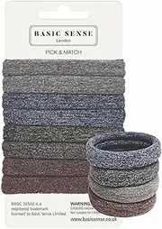 Basic Sense Gym Hair Ties - Unique Soft Jersey Bobbles, Strong Hold Seamless Elastics, Metal-Free for Active Lifestyles, Grey