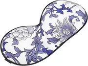 PLAFOPE 1pc Comfortable Printed Sleeping Eye Mask Natural Blindfold for Light Blocking for Travel and Home Use Elastic Design for Secure Fit Blue Porcelain Pattern