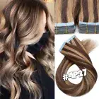 Thick Tape In Remy Real Human Hair Extensions Skin Weft Full Head Balayage/Ombre