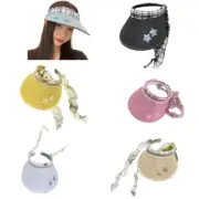 Womens Summer SunHat Outdoor UV-Protection Fishing Hat Wide Brim with Strap