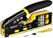 Brileine RJ45 Crimp Tool Pass Through Crimper for RJ45 Connectors / Cat6 Cat6a Cat5 Cat5e Connector Ethernet Crimper Tool with Mini Cable Stripper