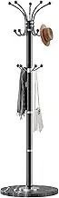 Snaikor Metal Coat Rack Freestanding with Natural Marble Base, Sturdy Coat Rack Stand with 14 Hooks, Modern Entryway Coat Hall Tree Hats Hanger Holder for Purse, Scarf Rack, Jacket