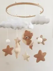 Baby Cot Mobile - Brown Teddy Nursery Mobile - Nursery Decor