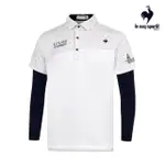 【LE COQ SPORTIF 公雞】高爾夫系列 男款白色質感緹花吸汗速乾抗UV短袖POLO衫含內搭衣 QGT2J200