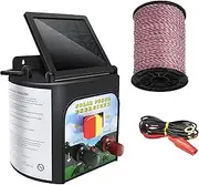 EZONEDEAL Solar Electric Fence Energiser Set Energizer Charger Tape Insulator Farm Kit-0.1J 2000M Poly Fencing Wire Tape