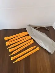 8Pcs Orange Tent Stakes Plastic 7 Inches Camping Ground Pegs with Hook & Case