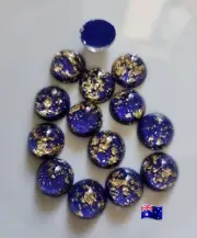10pcs 12mm Dark Blue Glitter Filled Resin Round Cabochon Flat Back