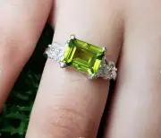 Peridot Ladies Ring Beautiful Ring Promise Ring Genuine Peridot Ring Silver 925