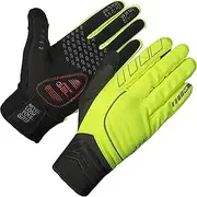 [GripGrab] Hurricane Windproof Midseason Fullfinger Cycling Gloves Padded Touchscreen-Compatible Black and Yellow HiViz
