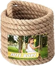 Jute Rope 1 in x 30 ft Natural Hemp Rope Twisted Manila Rope for Crafts, Nautical, Tug of War, Railing, Hammock, Swing