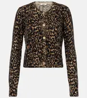 [Frame] Frame Leopard-print cashmere cardigan AU 14 neutrals