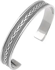 [Treasure Bay] TreasureBay Solid 925 Sterling Silver Bangle Bracelet for Men