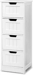Artiss Chest of Drawers 4 Drawer White Tallboy, Dresser Clothes Storage Cabinet Organizer Bedside Table Bedroom Furniture Home Living Room Hallway Entryway