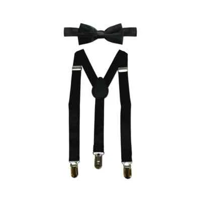 2-Piece Wonder Nation Bow Tie One Size Boys Black Soot Adjustable Suspenders