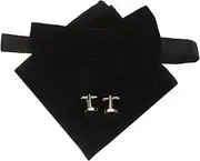 [TENDYCOCO] 1 Set Mens Pre-tied Bow Tie and Pocket Square Cufflinks Set for Men Boys Wedding Party