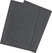 NY Threads - 2 Pack Terry Bath Mats 53 x 86 cm 100% Ring Spun Cotton Floor Towels (not a Rug) for spa and Bathroom Absorbent, Soft and high GSM Machine Washable Foot Towels, Grey
