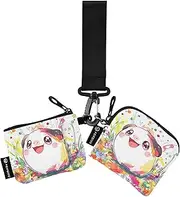 [Caihoyu] Happy Guinea Pig Women's Change Wallet Card Cases Mini Fashion ID Card Holders Protector with Zipper Coin Pocket for Ladies Girls 2 Packs, Multicolor, 4.13"(L) x 3.5"(W), Travel Accessory