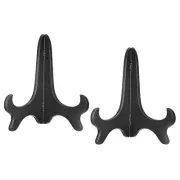 2pcs 7" Easel Plate Holder, Wood-like Plastic Folding Display Stand Black