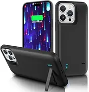 DOKYW Battery Case for iPhone 14 Pro Max, 6800mAh Portable Extended Charging Case with Kickstand, Rechargeable Charger Case Compatible with iPhone 14 Pro Max Extended Smart Battery Charger Case