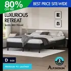 ALFORDSON Bed Frame Double Size Mattress Base Foundation Black Leather BASEL