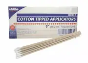 COTTON TIPPED APPLICATORS STERILE Q-TIP 6" WOOD HANDLE SWAB 200/Bx (1 Box)