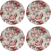 Gracie China by Coastline Imports Rambling Rose Porcelain 8-Inch Salad Plate Set of 4, Pink Green