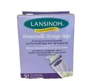 Lansinoh Breatmilk Storage Bags Leak Proof Double Zipper 50 Count
