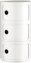 MIUZ Replica Componibili Round Storage Cabinet Bedside Table (Cream White, 3 Tier)