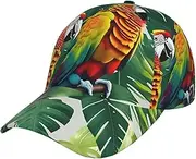 [YANYU] Tropical Flower Leaf Parrot Print Adjustable Snapback Hat Baseball Cap Comfortable and Stylish for Men and Women Black, Black, One Size