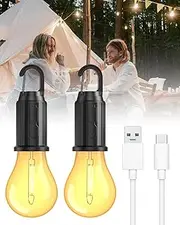 Bonlux Camping Lights for Tent Rechargeable Camping Light 3 Lighting Modes, Tent Lights for Camping Hanging with Hook, LED Camping Lantern for Camping, Hiking, Backpacking, Emergency Outage, 2 Packs