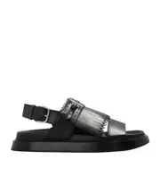 Alexander McQueen T-Bar Fringed-Detail Sandals 44,39,41.5,40,42.5,41,42,43 Black