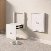 Wall-Mounted Folding Shoe Bench, Hidden Shoe-Changing Stool for Entryway, Bathroom, Living Room Space Saving White