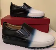 Salvatore Ferragamo Men's Lucca Blue Ombre Slip-On Leather Sneaker Italy 9 D 10