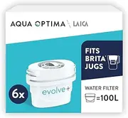 Aqua Optima Water Filter Cartridge 6 Pack (6 Months Supply), Evolve+ Compatible with Brita Maxtra, Maxtra+ & PerfectFit, 5 Stage Filtration System Reduces Chlorine, Limescale & Other Impurities,White