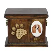 Cavalier King Charles Spaniel wooden urn with a dog Art-Dog