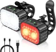 Bike Lights, Rechargeable Bicycle Lights Set Super Bright 8+12 Modes, IPX6 Water
