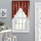 Ellis Curtain Lexington Leaf Printed Leaf Pattern Tailored Swags 56"x36" Brick