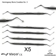 5X HEMINGWAY BONE CURETTES No. 3 SPOON SCOOP PERIODONTAL DENTAL IMPLANT LAB