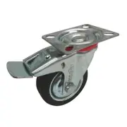Move It 75mm 50kg Black Rubber Swivel Plate Castor With Brake