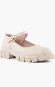 Seychelles Mary Jane Lug Sole Size 9 Off White Pebbled Leather Platform NIB