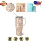 Glamazon Rose 40oz Insulated Tumbler with Handle & Straw - Travel-Friendly Mug