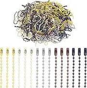 uxcell 200pcs Metal Ball Bead Chain, 100mm Long Bead Connector Clasp Dog Tag Hanging Chain for Key Chains Tags Craft Projects Jewelry Making, Gray/Beige/Brown/Blue/Yellow