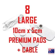 PainPod TENS EMS compatible ELECTRODE PADS CABLE + 8 PREMIUM 10cm x 5cm PADS