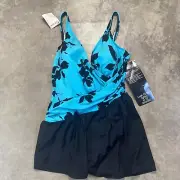 Miraclesuit 16 One Piece Bathing Suit Womens Blue Floral Slimming