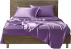 6 Pieces Lilac Satin Twin XL Sheet Set with 4 Pillowcases, 18'' Deep Fitted