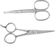 Ipetboom 2pcs Small Grooming Scissors For Facial Hair Eyebrows Beard - Stainless Steel Tools For Home Travel Use Easy To Clean