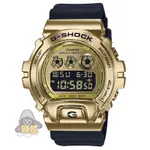 【CASIO】台灣卡西歐公司貨 G-SHOCK 金屬框 復刻6900 防水電子錶 -黑金(GM-6900G-9)