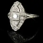 Art Deco Style Lab Created Diamond Green Emerald Wedding Ring 14K White Gold FN