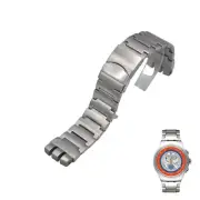 23mm Silver Color Steel Watch Bracelet For Swatch XL Irony The Chrono YOS418G