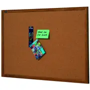 Quartet 90x60cm Corkboard Oak Frame Wall Hanging Pin Board Stationery Brown